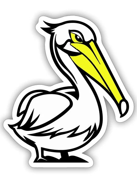 pelikan comic - Sticker Größe S (10 x 10 cm) - Mattweiß - Vorne