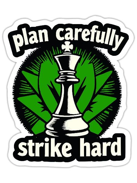 Schach plan carefully strike hard - Sticker size S (10 x 10 cm) - white matte - Front