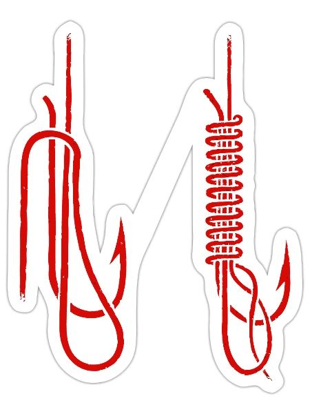 Fishing Hook Knot Guide - Sticker size S (10 x 10 cm) - white matte - Front
