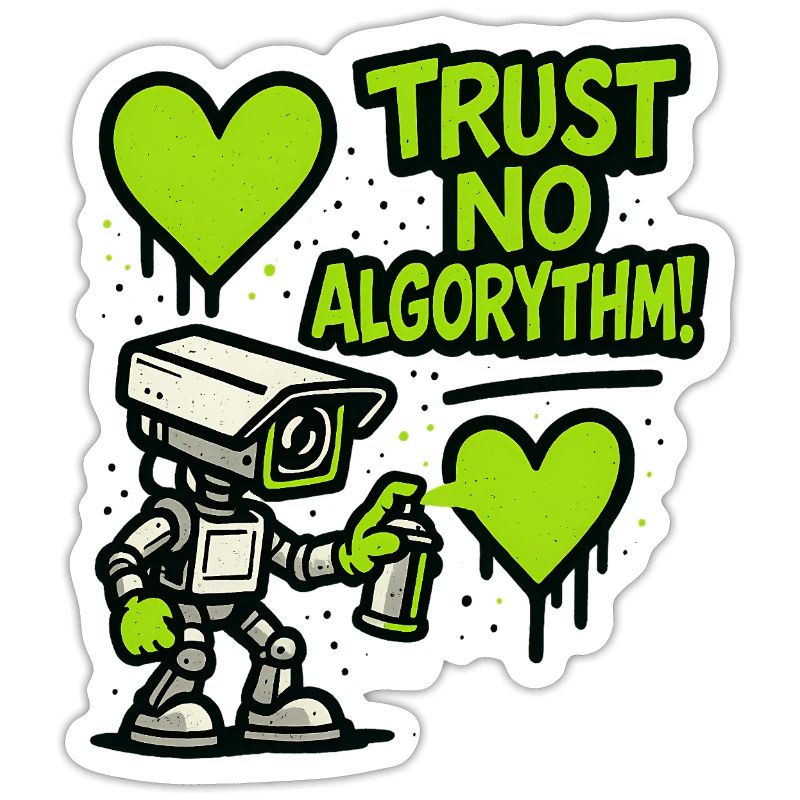 Robot with heart and anti-algorithm message