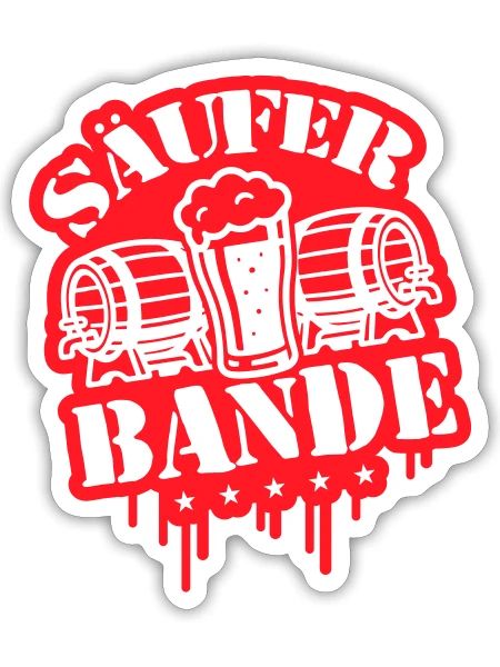 Säufer Bande Bier - Sticker Größe S (10 x 10 cm) - Mattweiß - Vorne