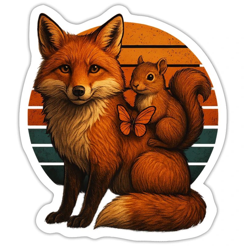 Fuchs Eichhörnchen Retro Tierfreunde