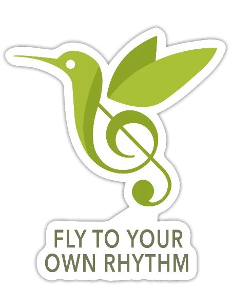 Fly to Your Own Rhythm – Kolibri Design - Sticker Größe S (10 x 10 cm) - Mattweiß - Vorne