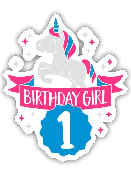 Birthday Girl - one Years old - Sticker size S (10 x 10 cm) - white matte - Front