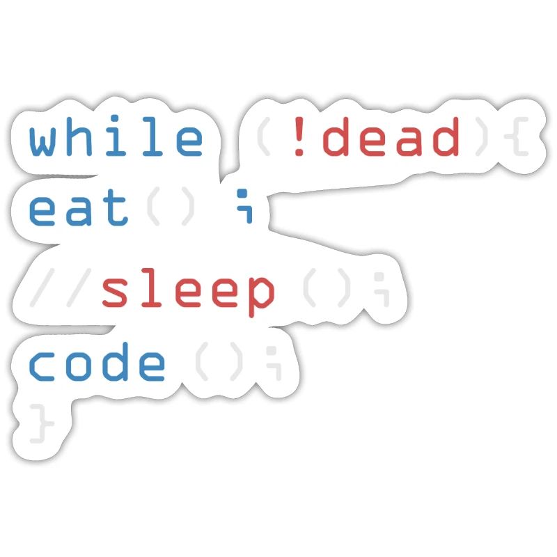 While Not Dead Eat Sleep Code programmeur pirate informatique