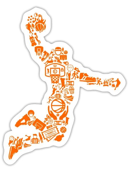 Basketball Player - Sticker Größe S (10 x 10 cm) - Mattweiß - Vorne