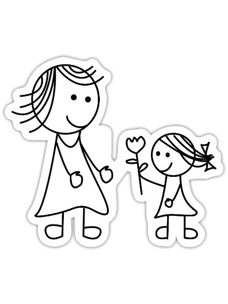 Maman MamanMa mère Fleur Fille Enfant Merci - Sticker taille S (10 x 10 cm) - blanc mat - Devant