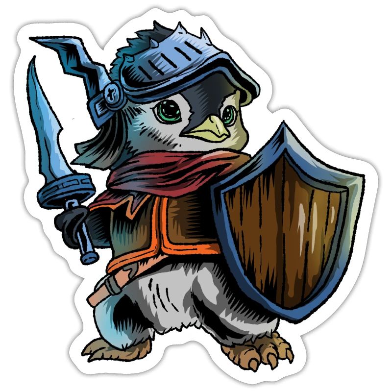 Chevalier pingouin guerrier épée cavalier cavalier cadeau