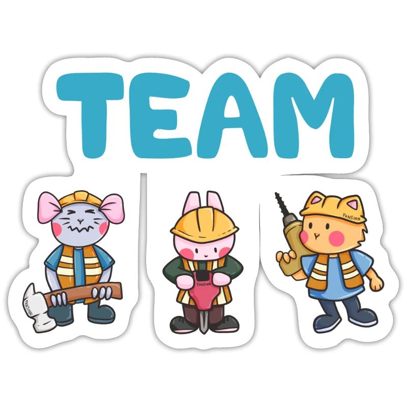 Team construction site worker mouse hare cat gift