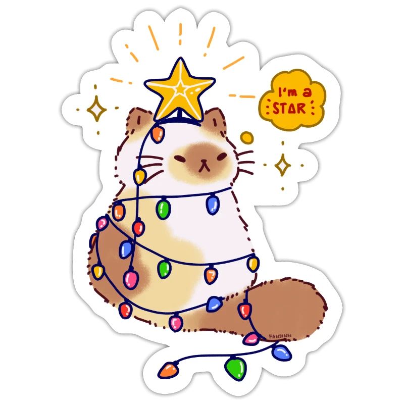 Cat String Light Star Christmas Tree Gift