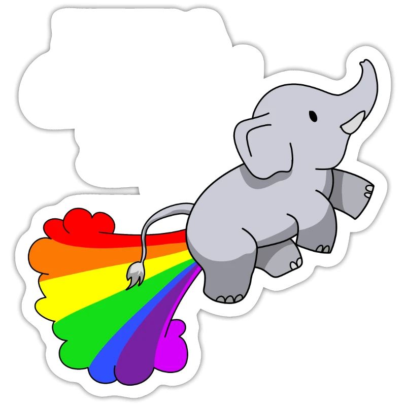 Elefant Witz Comic Illustration Regenbogen