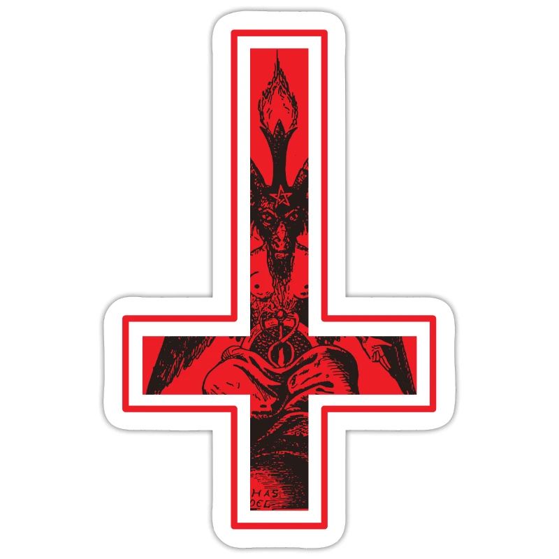 Satan devil cross upside down Baphomet inside