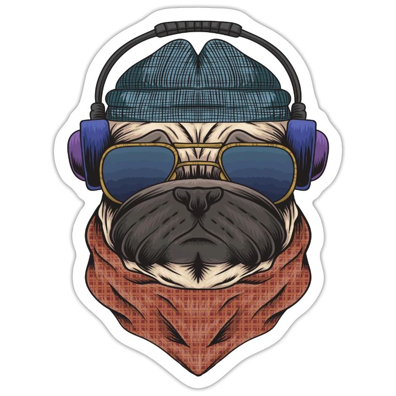 Cooler Mops DJ mit Kopfhörergeschenk für DJs oder Mops