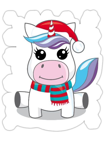 Unicorn Christmas gift Christmas present - Sticker size S (10 x 10 cm) - white matte - Front