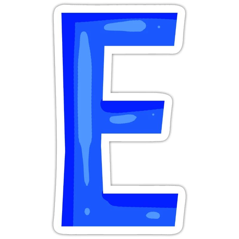 Letter E initial letter blue