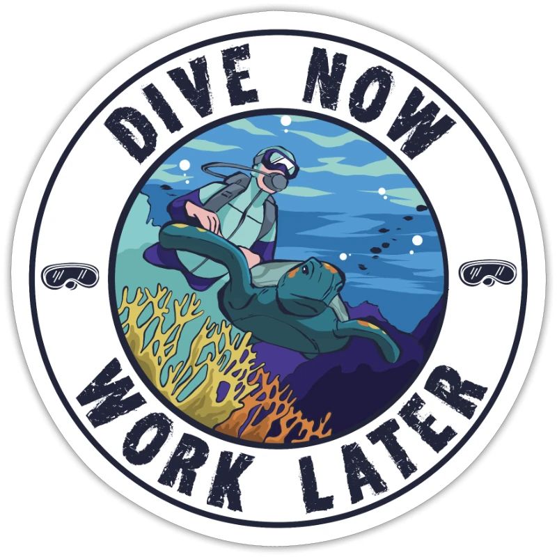 Drôle de sort Dive Now Work Later Turtle Plongeur