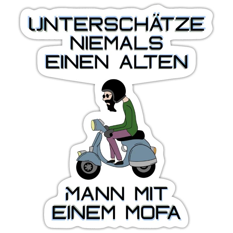 alter mann mit mofa Motorroller