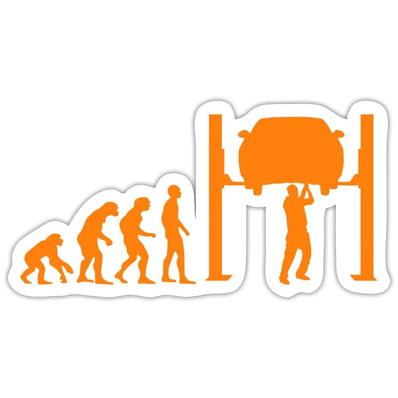 Car mechanic lifting platform Evolution monkey human