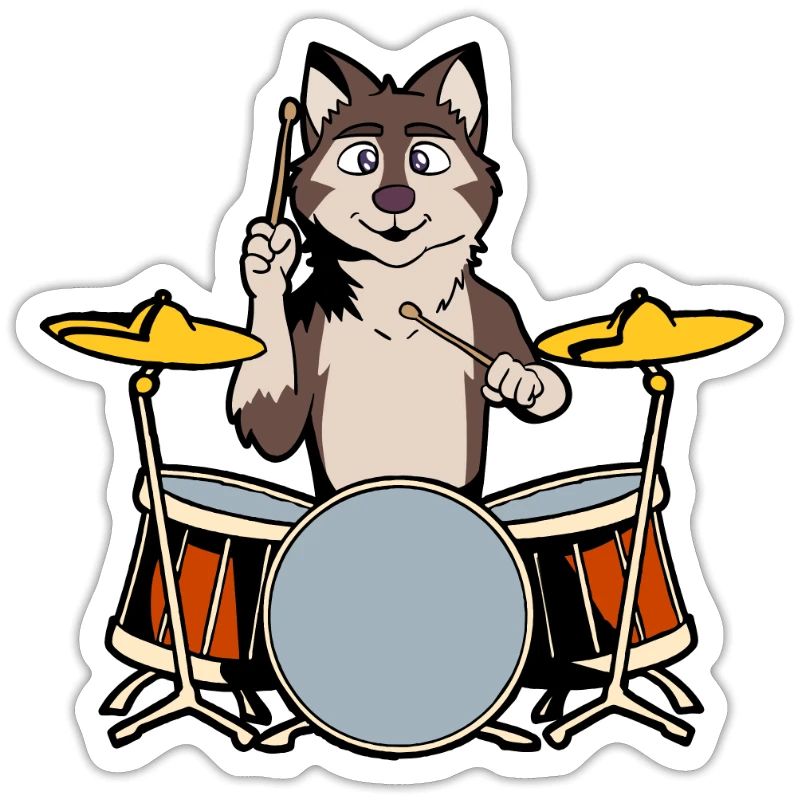 Comic Wolf Drummer