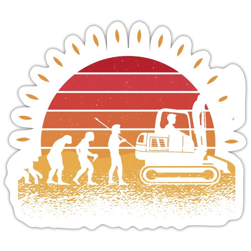 Retro Bagger Baggerfahrer Evolution Baustelle