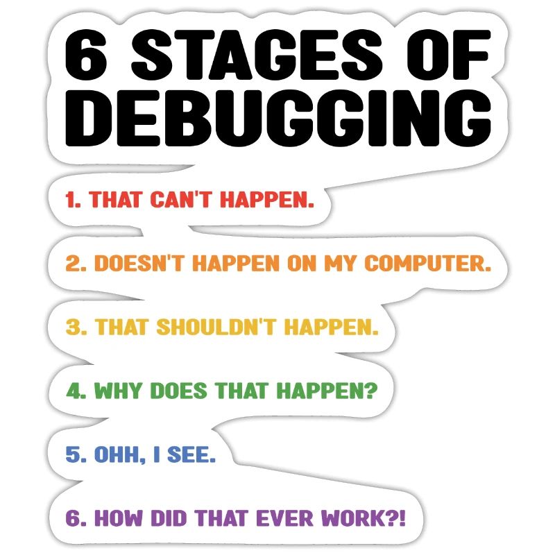 6 Stages Of Debugging Coder Programmer Software De