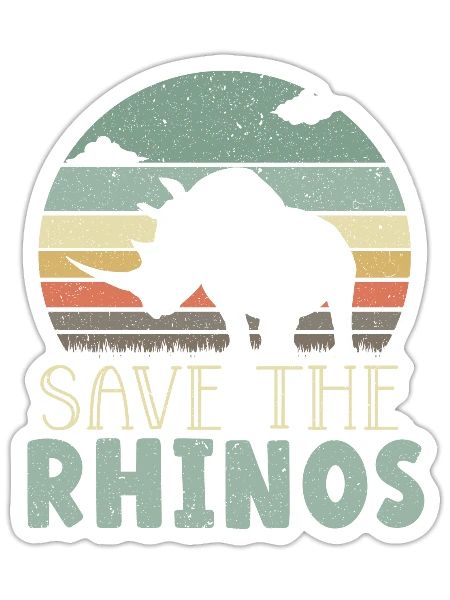 Save The Rhino Rhinocerus Wildlife Herbivore - Sticker size S (10 x 10 cm) - white matte - Front