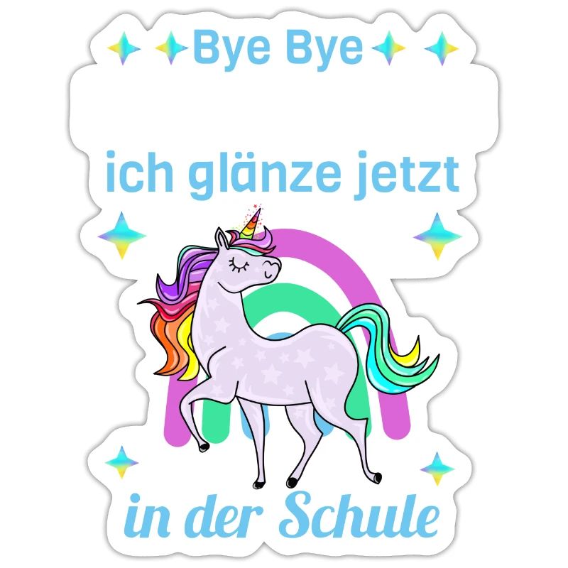 Bye Bye Kindergarten Glitzer Einhorn Einschulung