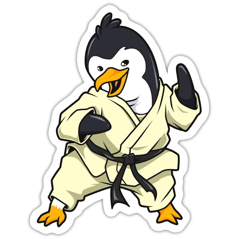 Comic Penguin does karate