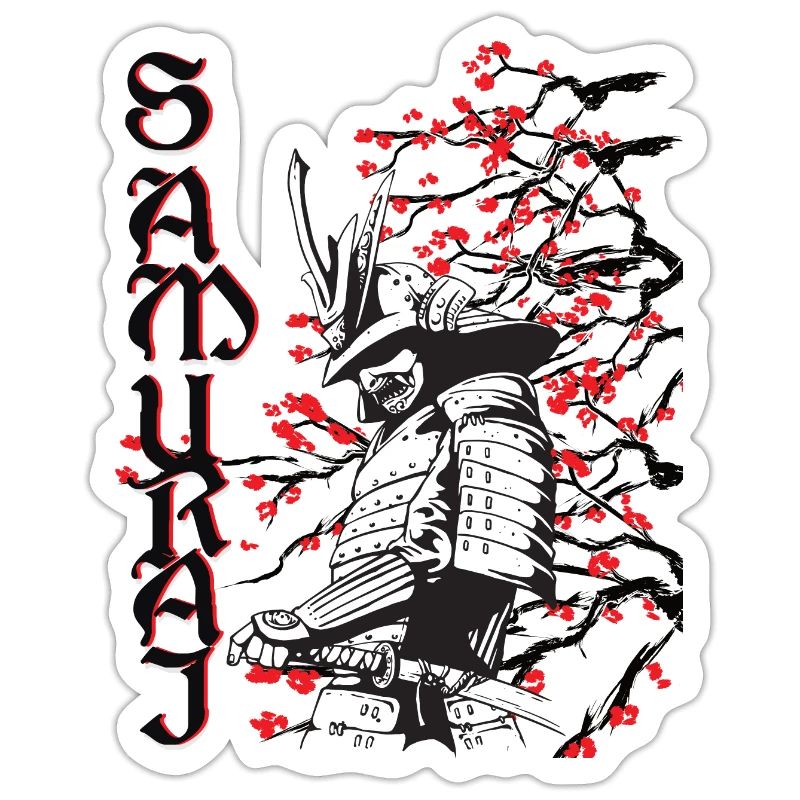 Samurai with cherry blossoms