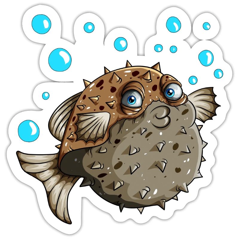 Puffer fish makes bubbles lovers sea creature fish