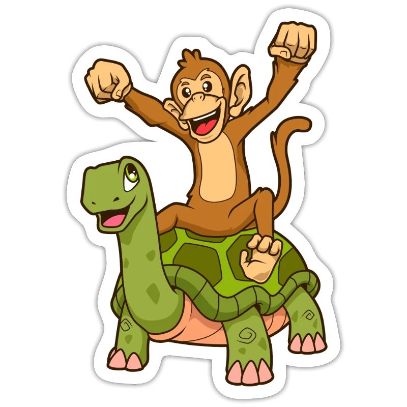 Comic - Monkey sits on turtle