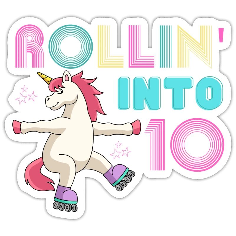 Rolling into 10 - roller scate unicorn