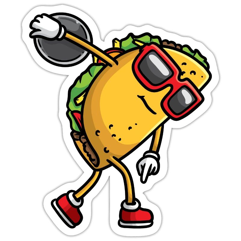 Taco with sunglasses throws discus