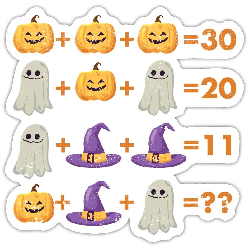 Math Equation Pumpkin Ghost Witch Bat