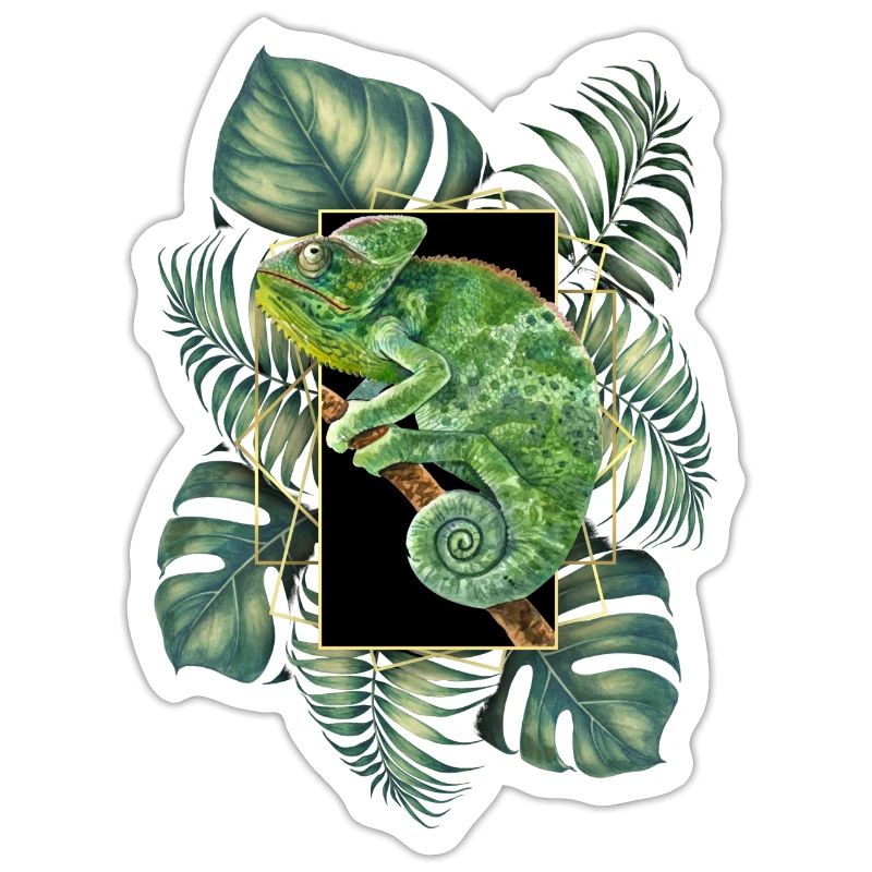 Veiled Chameleon Jungle Pattern Tropical Chameleon