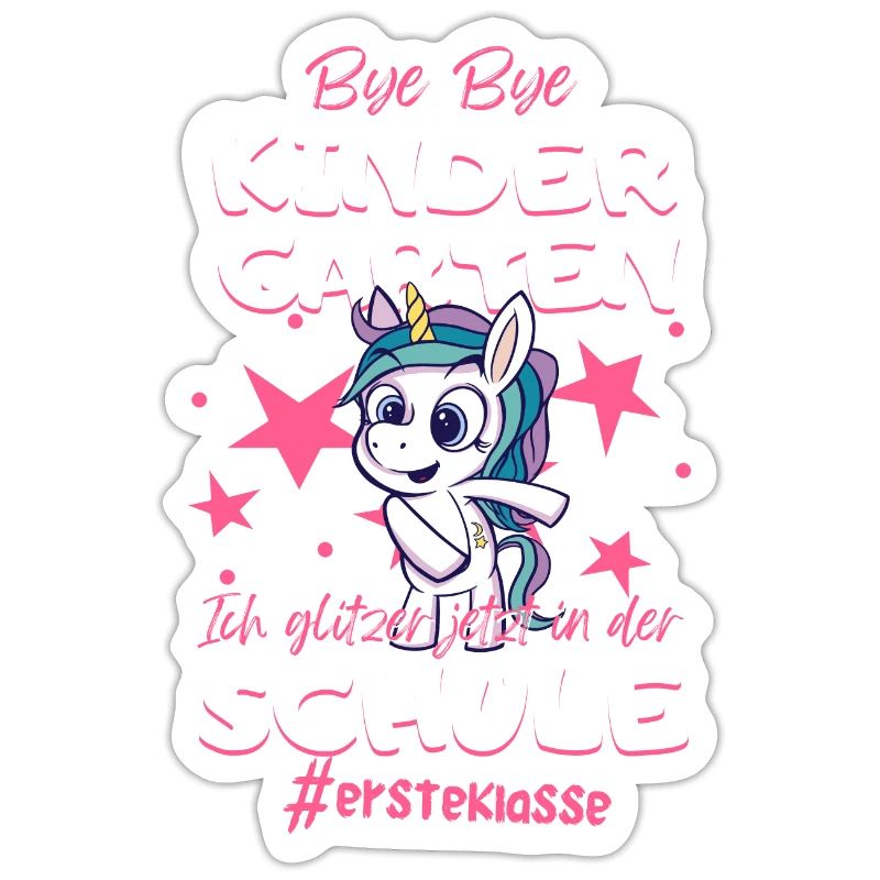 Bye Bye Kindergarten Einhorn Schulkind Einschulung