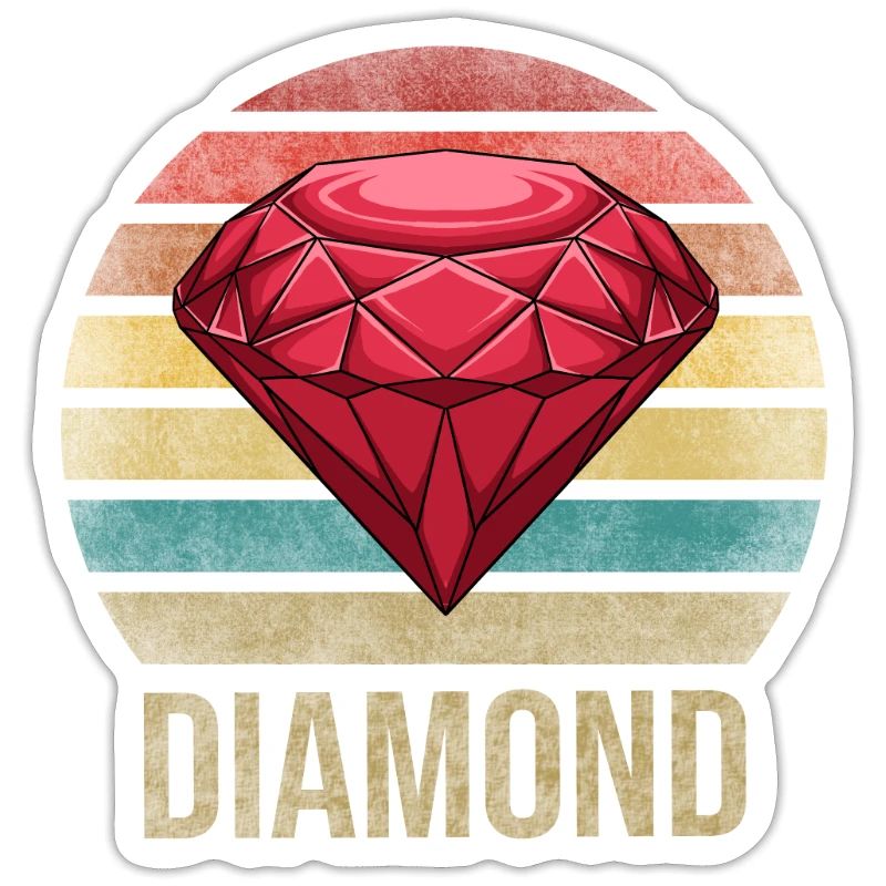 Ruby Gemstone Retro Coucher de soleil