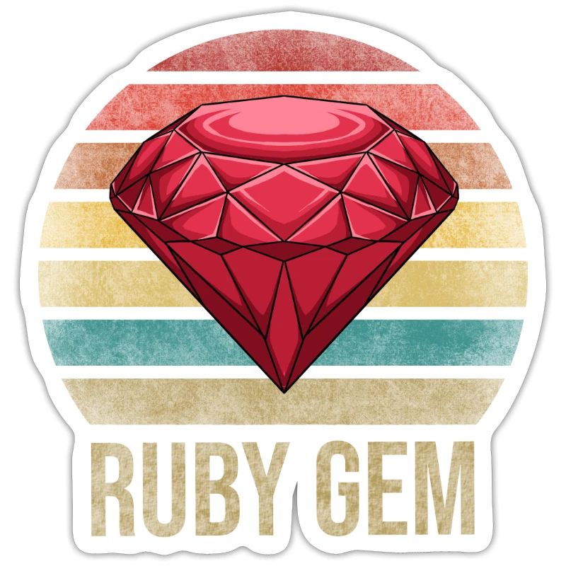 Ruby Gemstone Retro Coucher de soleil