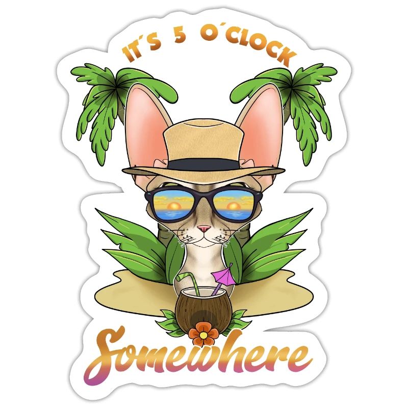 It Is 5 OClock Somewhere Drinking Devon Rex Cat