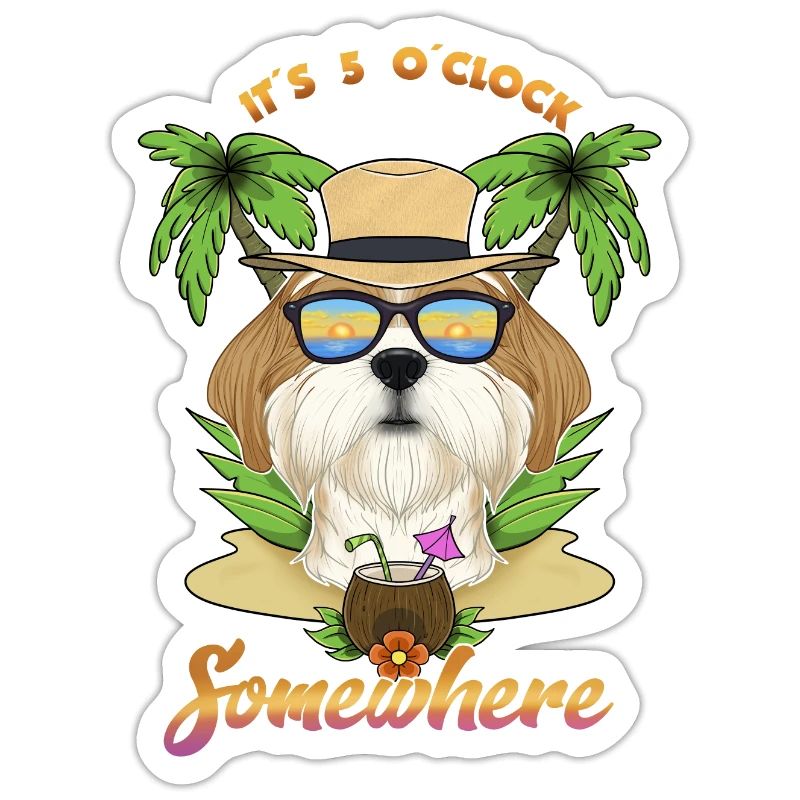 It Is 5 OClock Somewhere Drinking Shih Tzu
