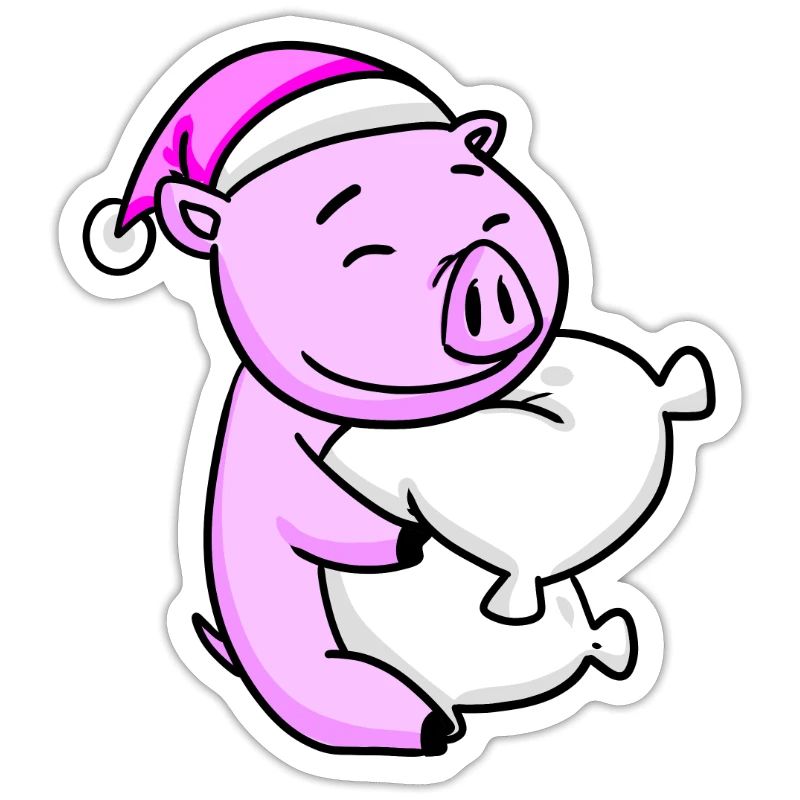 Cochon avec oreiller et bonnet de couchage