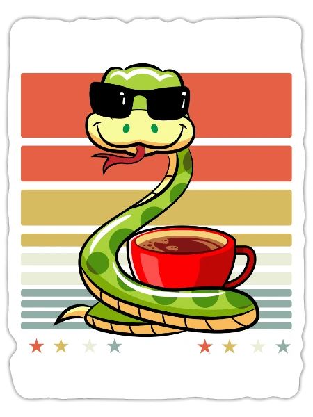 Schlange Sonnenbrille Kaffee - Sticker Größe S (10 x 10 cm) - Mattweiß - Vorne