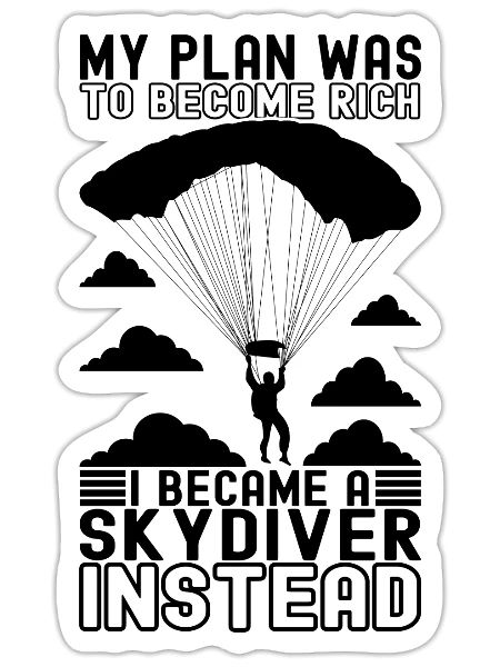 Parachute Parachutist - Sticker size S (10 x 10 cm) - white matte - Front