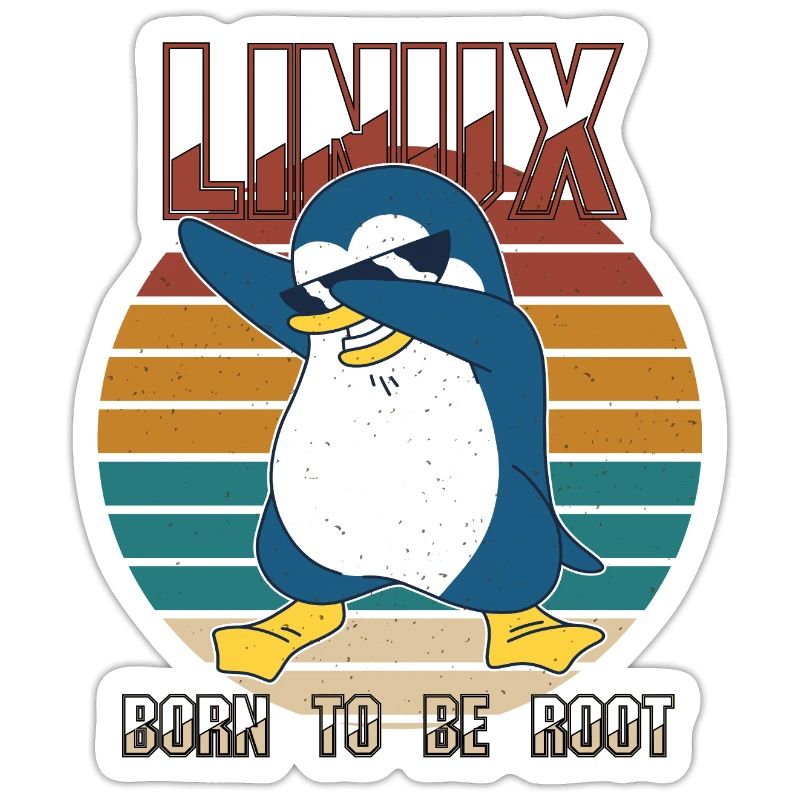 Linux Born To Be Root Cool Penguin Nerd Programmin