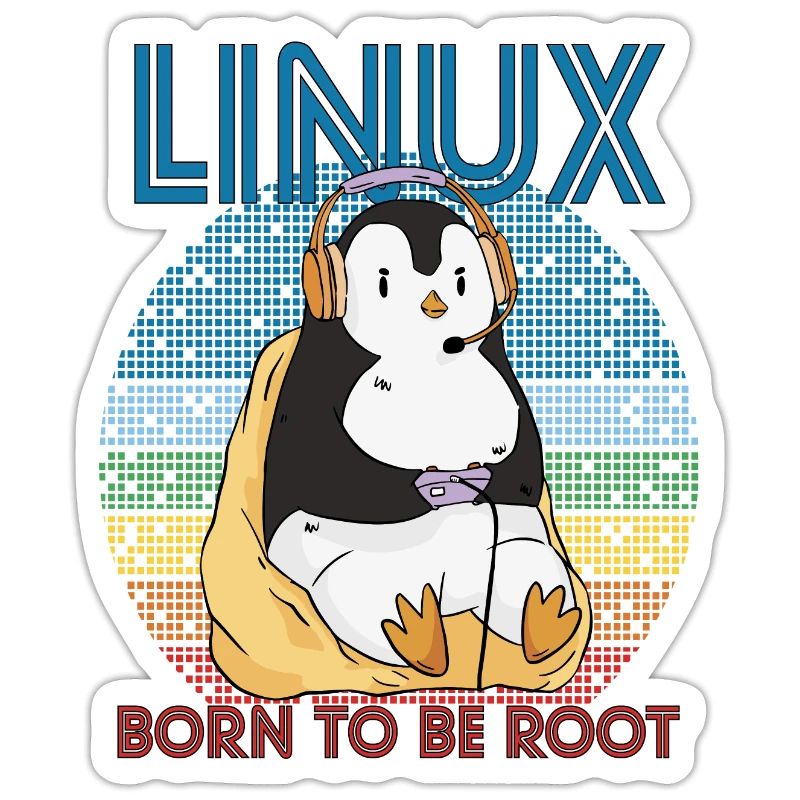 Gamer Root Retro Penguin Linux Nerd Programmer Gee
