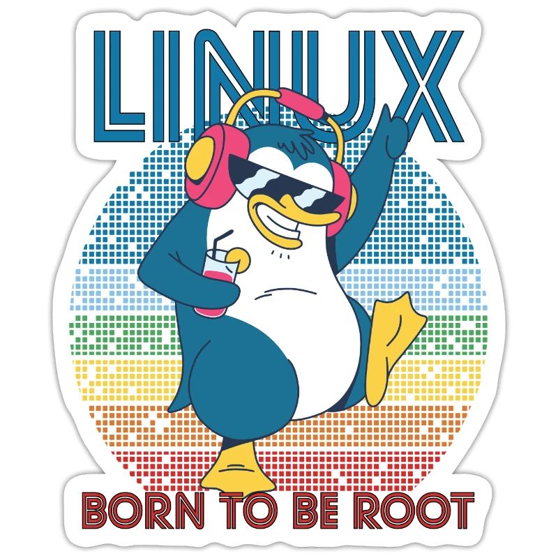Root Party Penguin Retro Linux Cool Nerd Programme