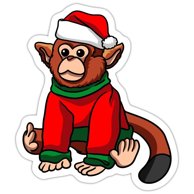 Affe mit Weihnachtsmütze Weihnachtskostüm