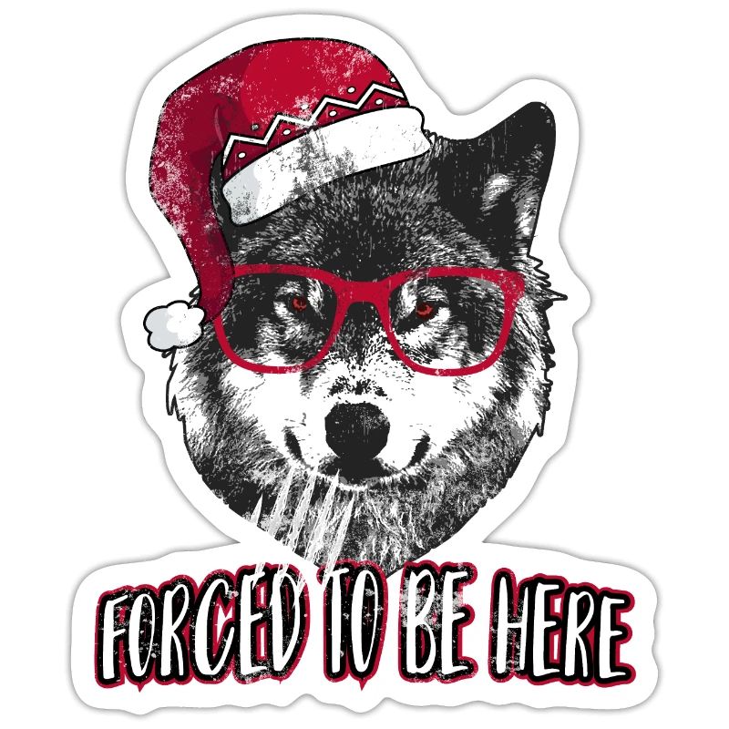 Forced to be here - Grumpy Christmas Wolf