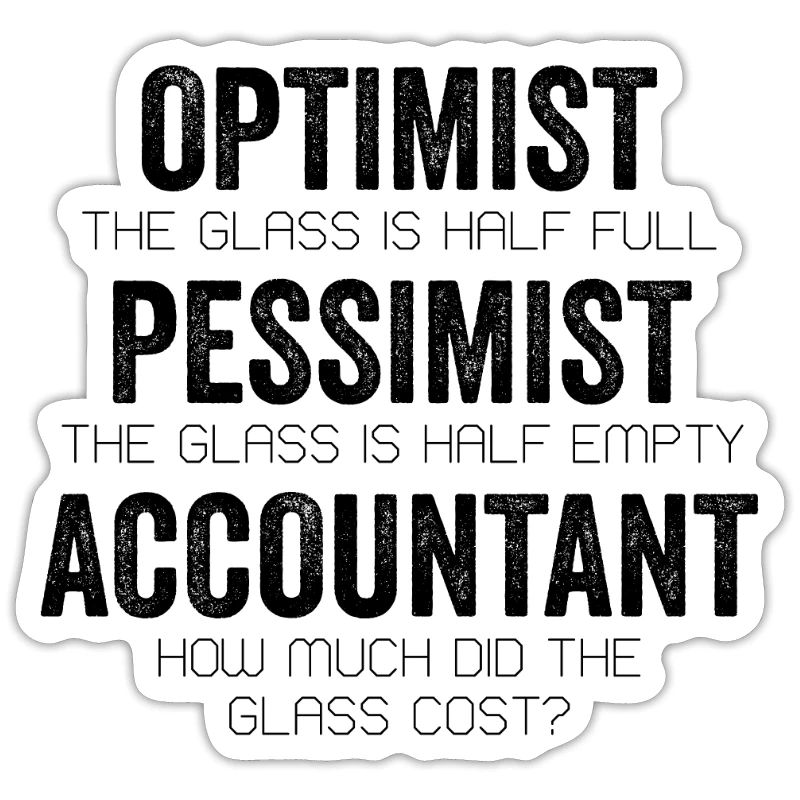 Optimiste Pessimiste Comptable Glass Jeu de mots comptable
