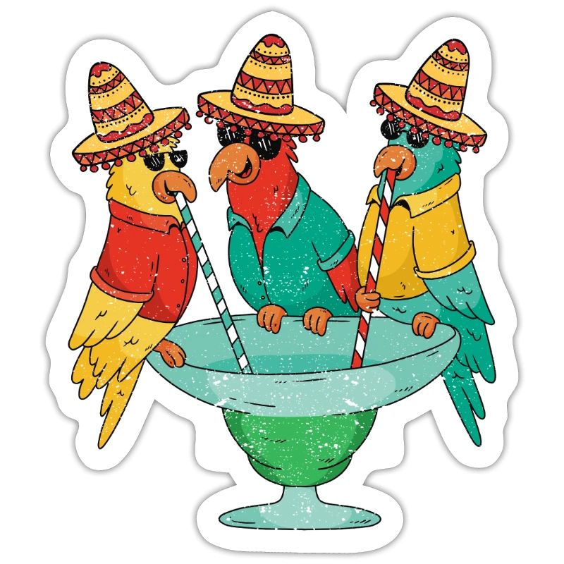 Tequila Drinking Parrots Cinco De Mayo Mexico